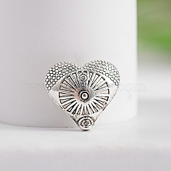 Tibetan Style Carved Heart Zinc Alloy Beads, Antique Silver, 12x13x6mm, Hole: 1mm(X-TIBEB-M028-01AS)