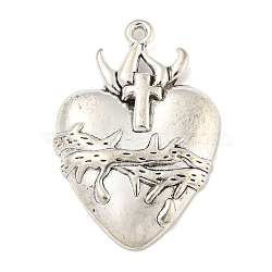 Tibetan Style Alloy Pendants, Heart Theme Charms, Antique Silver, 42x29.5x4mm, Hole: 2mm(TIBE-L013-08AS-06)