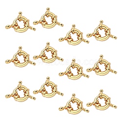 Brass Spring Ring Clasps, with Bail Beads/Tube Bails, Nickel Free, Real 18K Gold Plated, 11.5mm, Hole: 2.5mm, 10set/box(KK-SZ0005-31-NF)