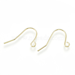 Brass Earring Hooks, with Horizontal Loop, Real 18K Gold Plated, 13x20x0.7mm, Hole: 1.5mm, Pin: 0.7mm(X-KK-S348-217)