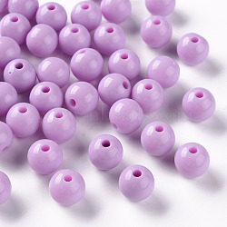 Opaque Acrylic Beads, Round, Violet, 10x9mm, Hole: 2mm, about 940pcs/500g(MACR-S370-C10mm-A03)