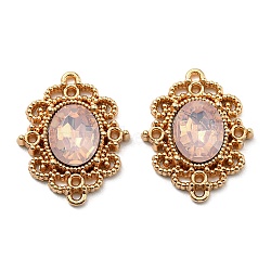 Golden Plated Alloy Oval Connector Charms, with Plastic Imitation Opalite, Bisque, 21.5x17.5x4mm, Hole: 1mm(FIND-B022-02G-02)