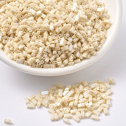 MIYUKI Half TILA Beads, Japanese Seed Beads, 2 Hole, (HTL486) Ivory Pearl Ceylon AB, 5x2.3x1.9mm, Hole: 0.8mm, about 1250pcs/50g(SEED-X0054-HTL486)