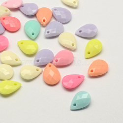 Opaque Acrylic teardrop, Pendants, Faceted, Mixed Color, 18x12x5mm, Hole: 2mm(X-SACR-Q100-M057)