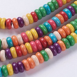 Synthetic Turquoise Beads Strands, Rondelle, Dyed, Mixed Color, 6x2.5mm, Hole: 1mm, about 140pcs/strand, about 15 inch(G-E456-33G-3X6mm)