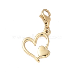 304 Stainless Steel Heart Pendant Decoration, with Lobster Claw Clasps, PVD Vacuum Plating, Real 18K Gold Plated, 26mm(STAS-S165-21G)