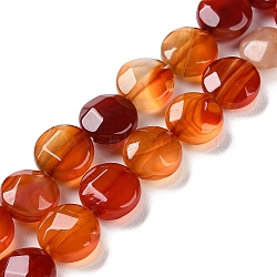 Natural Red Agate Beads Strands, Faceted, Flat Round, Dyed, 10~10.5x4.5~5.5mm, Hole: 1.2mm, about 20pcs/strand, 7.80 inch(19.8cm)(G-K357-B02-01)