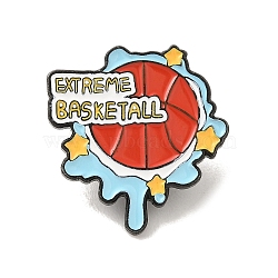 Black Alloy Brooches, Enamel Pins, for Backpack Clothes, Basketball, 27x25.5x1.5mm(JEWB-R272-01F)