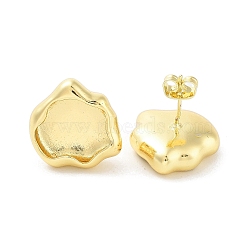 Rack Plating Brass Stud Earring, Long-Lasting Plated, Nuggets, Golden, 17.5x17mm(EJEW-C078-01C-G)