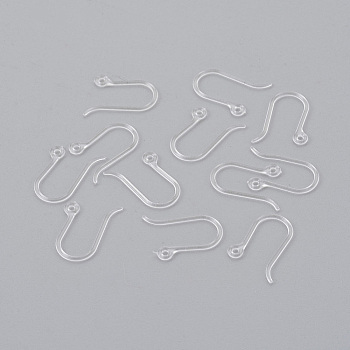 Resin Earring Hooks, Ear Wire, with Horizontal Loop, Clear, 12x9mm, Hole: 0.8mm, 24 Gauge, Pin: 0.5mm