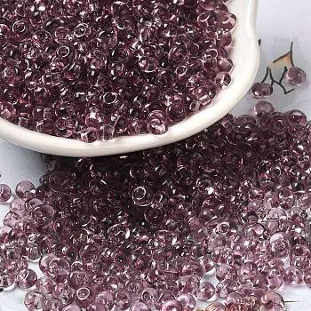 Transparent Colours Glass Seed Beads, Fringe Teardrop Beads, Rosy Brown, 6/0, 4~4.5x3~3.5x4~4.5mm, Hole: 1~1.2mm, about 5625pcs/pound