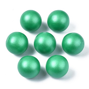 Painted Natural Wood Beads, Pearlized, No Hole/Undrilled, Round, Medium Sea Green, 15mm