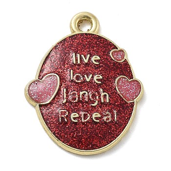 Alloy Pendants, with Enamel, Valentine's Day, Word, 21.5x17x2mm, Hole: 1.8mm