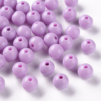 Opaque Acrylic Beads, Round, Violet, 10x9mm, Hole: 2mm, about 940pcs/500g
