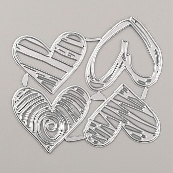 Carbon Steel Cutting Dies Stencils, for DIY Scrapbooking, Photo Album, Decorative Embossing Paper Card, Matte Stainless Steel Color, Heart Pattern, 77x90x0.8mm, Hole: 1mm