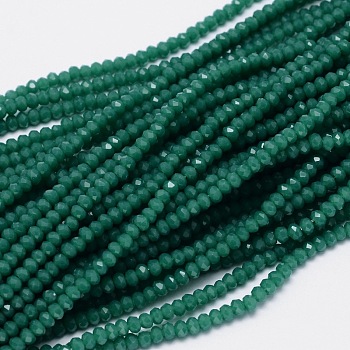 Faceted Rondelle Glass Beads Strands, Teal, 2.9~3.3x2mm, Hole: 0.8mm, about 135~140pcs/strand, 32~34cm