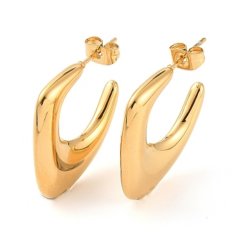 Ion Plating(IP) 304 Stainless Steel Twist Arch Stud Earrings, Half Hoop Earrings for Women, Golden, 22x26~27x4mm