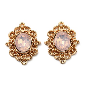 Golden Plated Alloy Oval Connector Charms, with Plastic Imitation Opalite, Bisque, 21.5x17.5x4mm, Hole: 1mm
