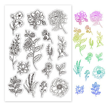 TPR Stamps, with Acrylic Board, for Imprinting Metal, Plastic, Wood, Leather, Mixed Patterns, Leaf Pattern, 16x11cm