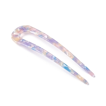Cellulose Acetate(Resin) Hair Forks, U-shaped, Lilac, 110x28x3mm