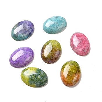 Natural Calcite Cabochons, Dyed, Oval, Mixed Color, 30x22x7.5mm