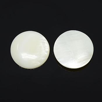 Half Round/Dome Freshwater Shell Cabochon, White, 20x3~4mm