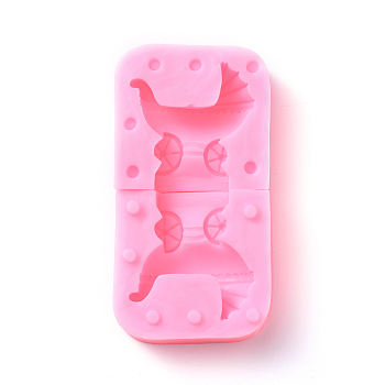 Food Grade Silicone Molds, Fondant Molds, For DIY Cake Decoration, Chocolate, Candy, UV Resin & Epoxy Resin Jewelry Making, Baby Carriage, Pink, 118x55x33mm