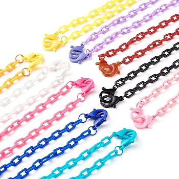 Acrylic Cable Chain Necklace Sets, Mixed Color, 21.81 inch(55.4cm), 10pcs/set