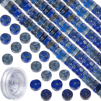 DIY Gemstone Bracelet Making Kit, Including Natural Lapis Lazuli Flat Round Beads, Elastic Thread, Beads: 6x3~3.5mm, Hole: 1mm, 135Pcs/box