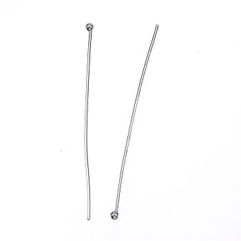 304 Stainless Steel Ball Head pins, Stainless Steel Color, 50mm, Pin: 0.7mm, 21 Gauge, Head: 2mm