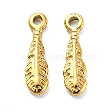 Real 18K Gold Plated Leaf 304 Stainless Steel Charms