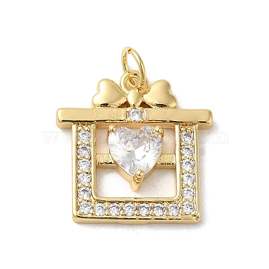 Real 18K Gold Plated Clear Box Brass+Cubic Zirconia Pendants