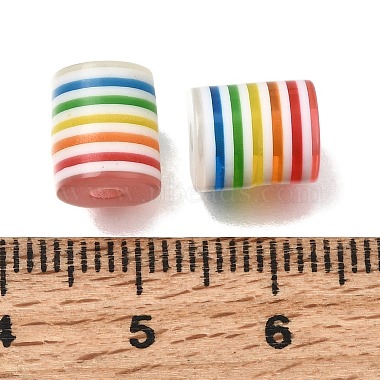 Transparent Rainbow Stripe Opaque Resin Beads(RE-CBA0A57-12B)-3