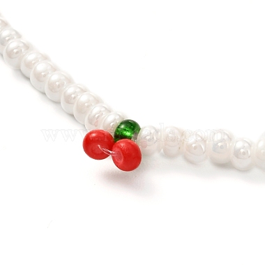 Ensembles de colliers de perles de rocaille de verre rouge et blanc(X-NJEW-JN03719)-8