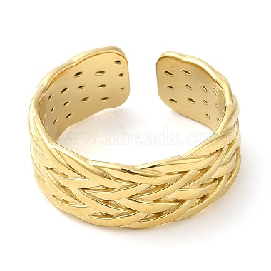 304 Stainless Steel Textured Open Cuff Ring for Women(RJEW-I098-34G)-2