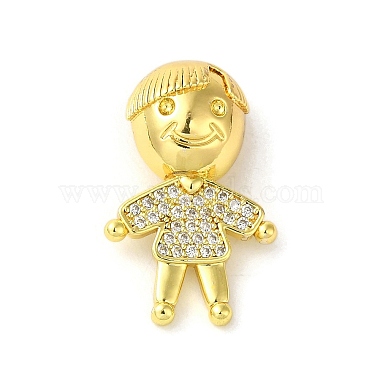 Real 18K Gold Plated Clear Human Brass+Cubic Zirconia Pendants