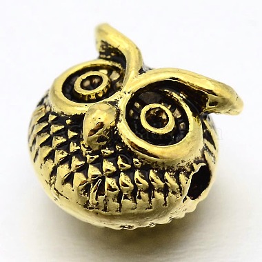 Halloween 3D Owl Head Alloy Beads(PALLOY-L150-02)-2