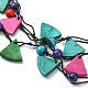 Dyed Natural Coconut Round & Fan Beaded Multi-strand Necklaces(NJEW-B088-03)-4