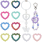 30Pcs 10 Colors Opaque Acrylic Bead Frame, Heart, Mixed Color, 43x39x7.3mm, 3pcs/color(SACR-SP0001-08)