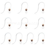 10Pcs Transparent Resin Earring Hooks, with 316 Stainless Steel Round Beads and Horizontal Loop, Rose Gold, 15~16x12x3mm, Hole: 1.2mm, 21 Gauge, Pin: 0.7~0.8mm(FIND-YW0006-98RG)