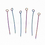 Ion Plating(IP) 304 Stainless Steel Eye Pins, Rainbow Color, 35x0.6mm, Hole: 2mm(X-STAS-Q234-35mm-01)