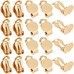 40Pcs 304 Stainless Steel Clip-on Earring Findings, Earring Settings, Flat Round, Golden, Tray: 9.8mm, 16x10x7mm(STAS-SC0008-39G)