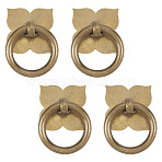 Clover Brass with Iron Drawer Pull Drop Handles, Cabinets Handles, Doorknob Accessories, with Screw, Antique Bronze, 31x31x1mm(KK-WH0079-64)