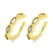 Brass Micro Pave Cubic Zirconia Cuff Earrings, for Women, Horse Eye, Real 18K Gold Plated, 14x2.8mm(EJEW-C104-032G)