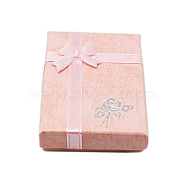 Cardboard Pendant Necklaces Boxes, with Bowknot, for Necklaces and Pendants,  Rectangle, Pink, 7x5x2cm(X-CBOX-BC052-2)