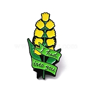 Word I Had Into You Enamel Pins, Flower Alloy Badges for Backpack Clothes, Electrophoresis Black, Yellow, 30x16x1.4mm(JEWB-G013-B03)