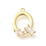 Brass Micro Pave Cubic Zirconia Pendants, LetterA-Z Charms, Golden, Letter Q, 16.5x13x2.5mm, Hole: 1mm(KK-M310-01G-17)