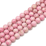 Synthetic Imperial Jasper Beads Strands, Dyed, Round, Pearl Pink, 6mm, Hole: 1mm, about 68pcs/strand, 15.7 inch(X-G-S300-42B-6mm)