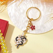 Alloy Enamel Keychain, Snake Theme, Flower, 83mm(KEYC-JKC01028-01)