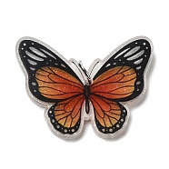 Opaque Acrylic Pendants, with Platinum Iron Jump Ring, Butterfly Charms, Chocolate, 26.8x36.2x4mm, Hole: 5.2mm(SACR-L004-06F)